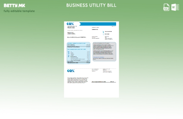 модерен стил COX деловна сметка за комунални услуги, шаблон на страница